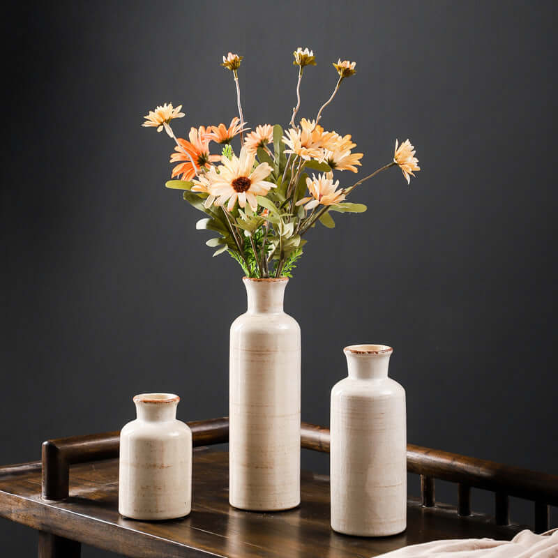 Home decoration vase with garden flowers inserted for a charming interior accent"