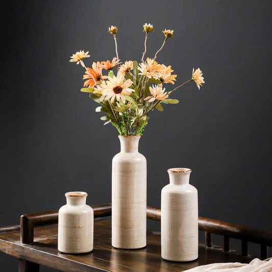 Home decoration vase with garden flowers inserted for a charming interior accent"