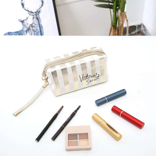 "New Phnom Penh Striped Makeup Bag – Chic and Functional Cosmetic Organizer with Trendy Stripes"