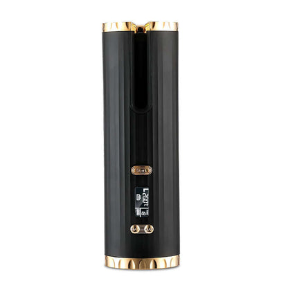 "Rechargeable Automatic Hair Curler - Portable Ceramic Curling Iron with LCD Display and Rotating Function for Waves and Curls"
