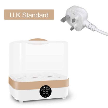 Sterilizing dryer for maternal and baby products with UK standard plug, Model ZRX-0860, polypropylene material, 400W power, 10-minute disinfection.