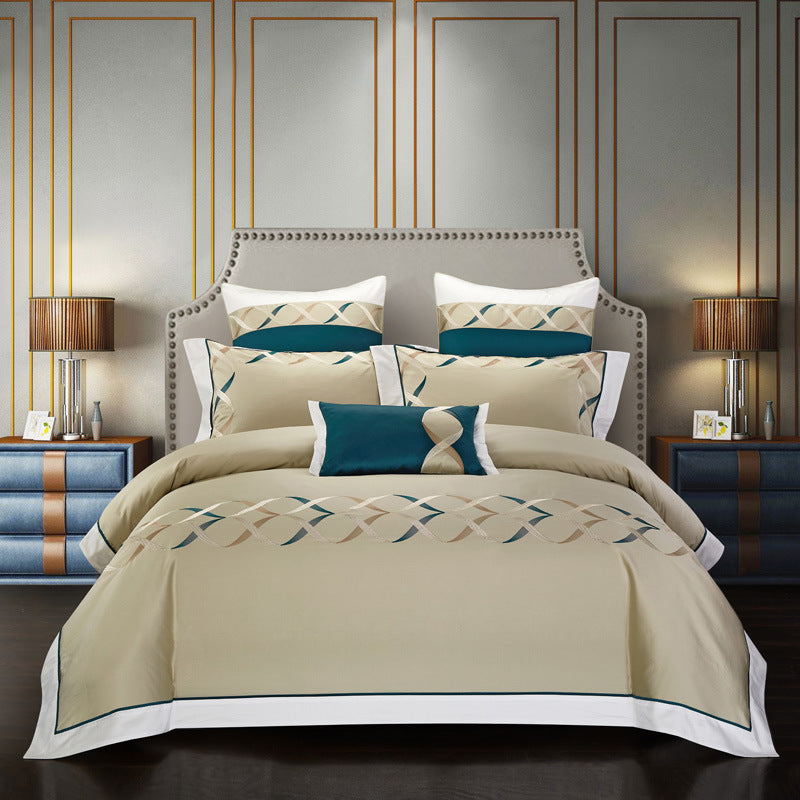 Four-Piece Cotton Embroidery Home Textile Set - Elegant and Soft Bedding for a Touch of Luxury
