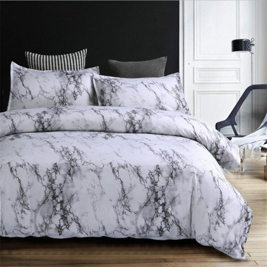 Four-Piece Marble Pillowcase Bedding Set - Elegant Home Textile for a Chic Bedroom Look