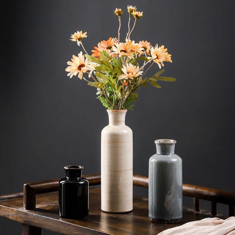 Home decoration vase with garden flowers inserted for a charming interior accent"