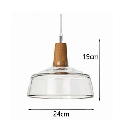 Modern LED Glass Pendant Light Fixture with Wood – Vintage Rustic Hanging Lamp for Cafe, Bar, Restaurant, and Home Decor