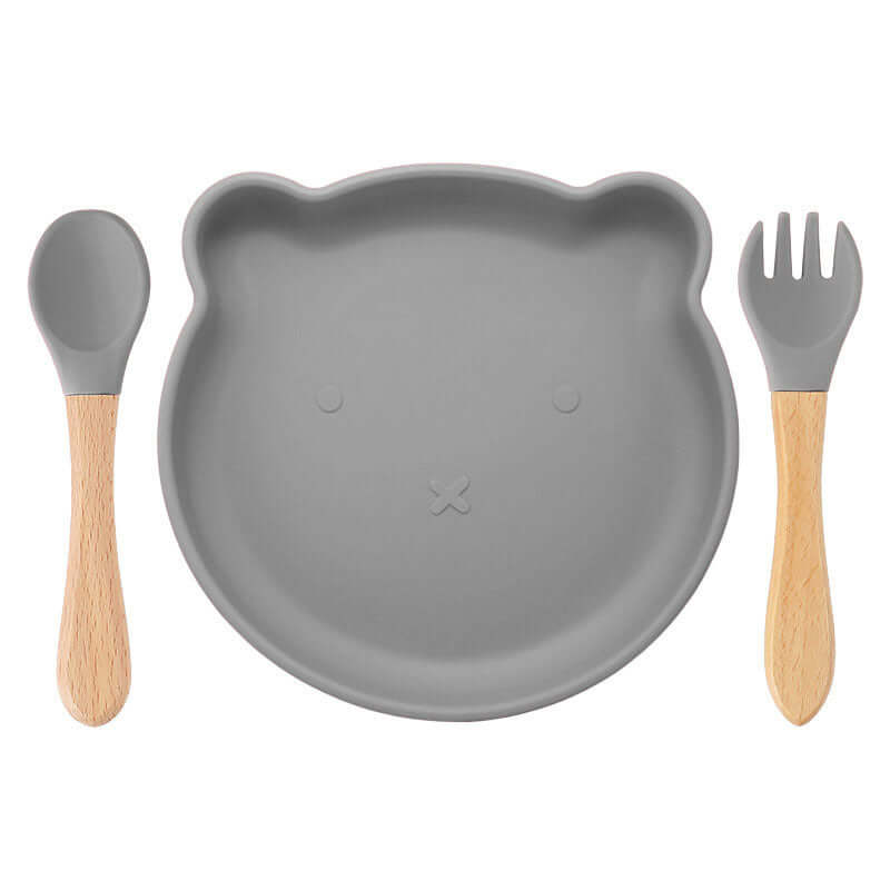"Bear Silicone Tableware Set with Food Supplement Spork for Babies"