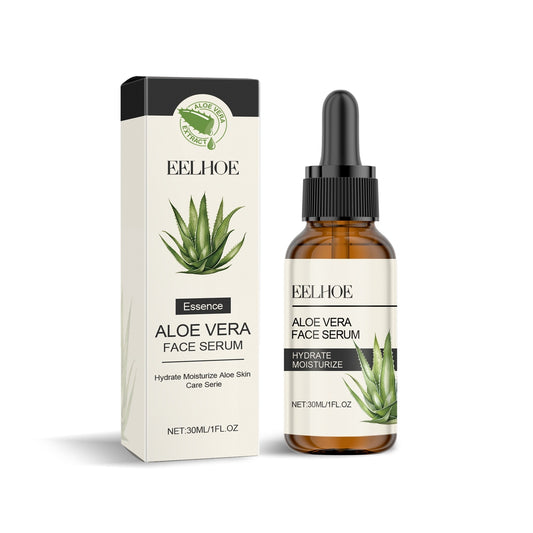 Aloe Vera Face Serum with hydrating essence, 30ml bottle and packaging, enriched with aloe and vitamins E and C for soothing skincare.