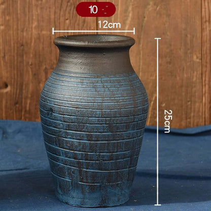 "Vintage Earthenware Vase - Florist Tile Jar for Dried Flower Arrangements, Unique Pot for Home Décor"