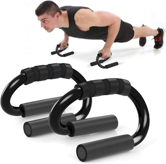 Push-up bar with S-shaped, non-slip grips for secure, effective strength workouts; ideal for home gym exercise and enhancing push-up performance