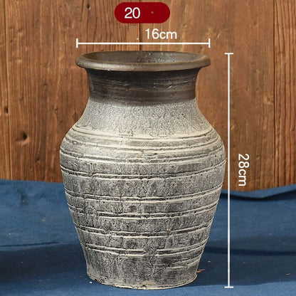 "Vintage Earthenware Vase - Florist Tile Jar for Dried Flower Arrangements, Unique Pot for Home Décor"