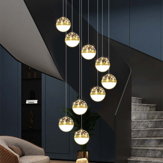 "Nordic Luxury Villa Duplex Staircase Chandelier - Elegant Lighting Fixture for Upscale Homes