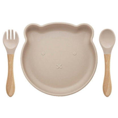 "Bear Silicone Tableware Set with Food Supplement Spork for Babies"