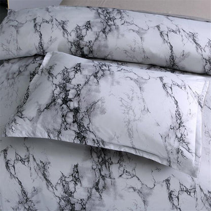 Four-Piece Marble Pillowcase Bedding Set - Elegant Home Textile for a Chic Bedroom Look