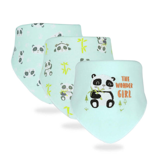 Set of 3 cotton baby saliva towels with panda design, perfect for ages 0-3. Features anti-fouling fabric, ideal for toddlers.