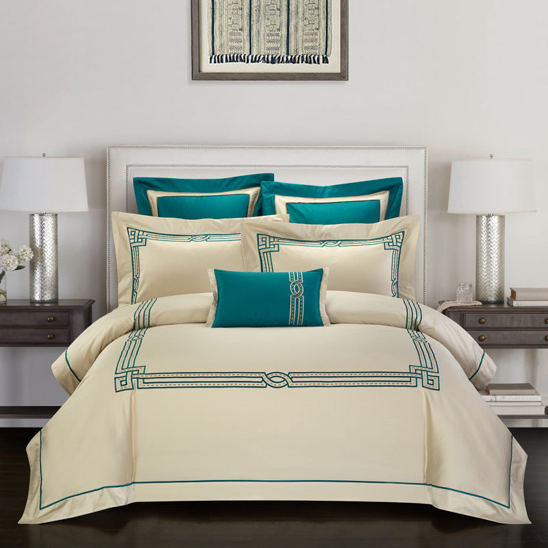 Four-Piece Cotton Embroidery Home Textile Set - Elegant and Soft Bedding for a Touch of Luxury