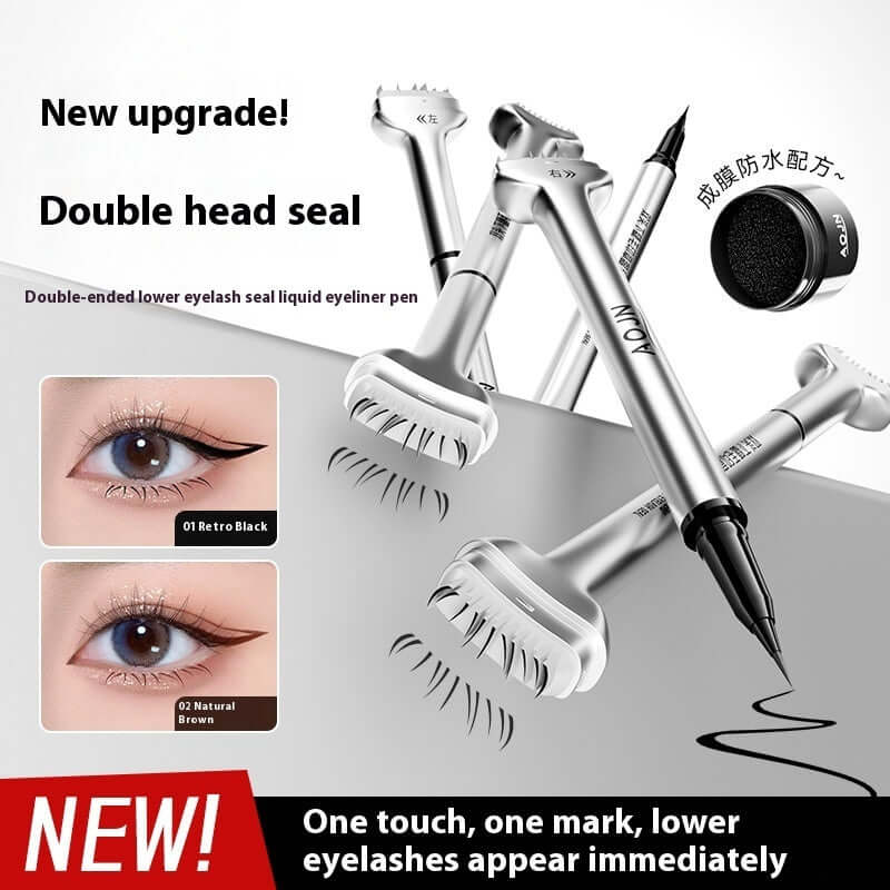 "Double-Headed Lower Eyelash Stamp Pen - Waterproof, Natural-Looking, Long-Lasting Eyeliner for Beauty"