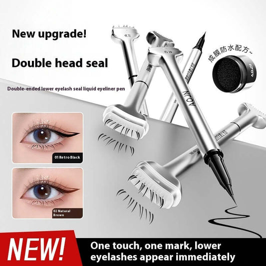 "Double-Headed Lower Eyelash Stamp Pen - Waterproof, Natural-Looking, Long-Lasting Eyeliner for Beauty"