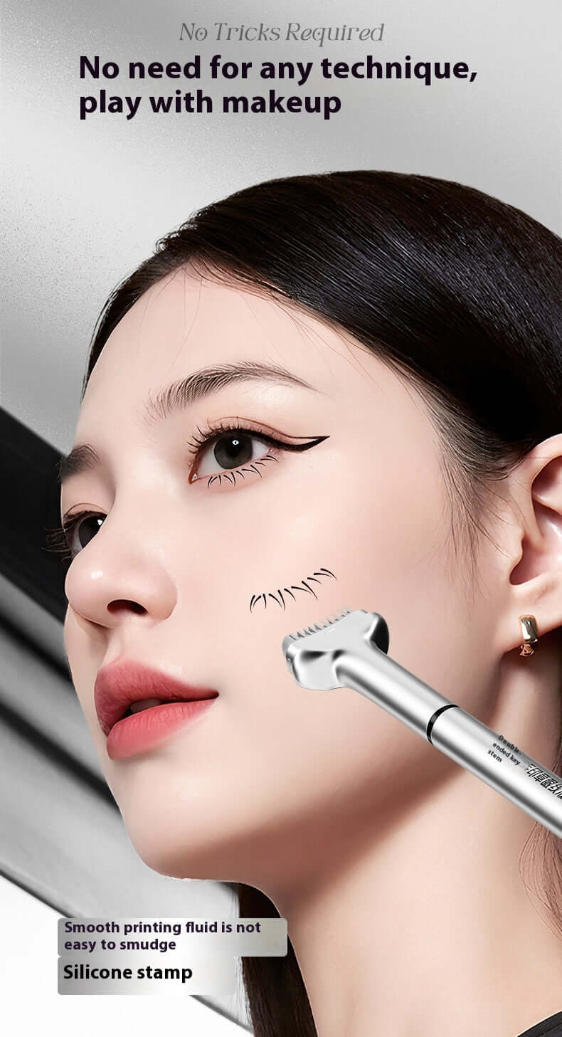 "Double-Headed Lower Eyelash Stamp Pen - Waterproof, Natural-Looking, Long-Lasting Eyeliner for Beauty"