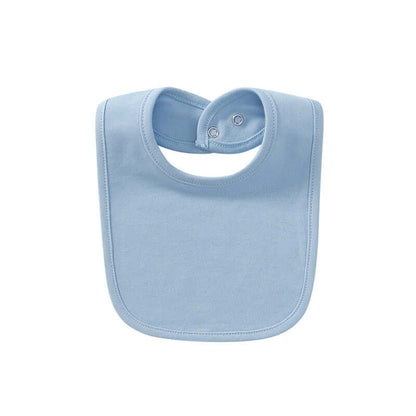 "Baby cotton bib with hidden buckle, available in solid colors and multiple options, designed to keep baby’s clothes clean and comfortable."