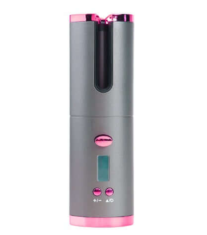 "Rechargeable Automatic Hair Curler - Portable Ceramic Curling Iron with LCD Display and Rotating Function for Waves and Curls"