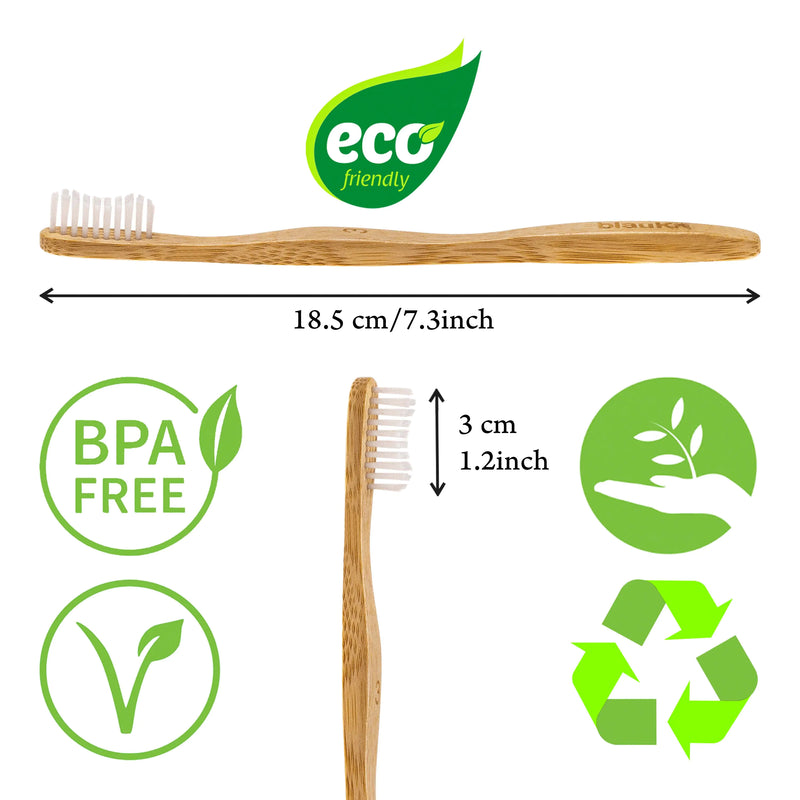 Bamboo Toothbrush Set 4-Pack - Bamboo Toothbrushes with Medium Bristles for Adults - Eco-Friendly, Biodegradable, Natural Wooden Toothbrushes