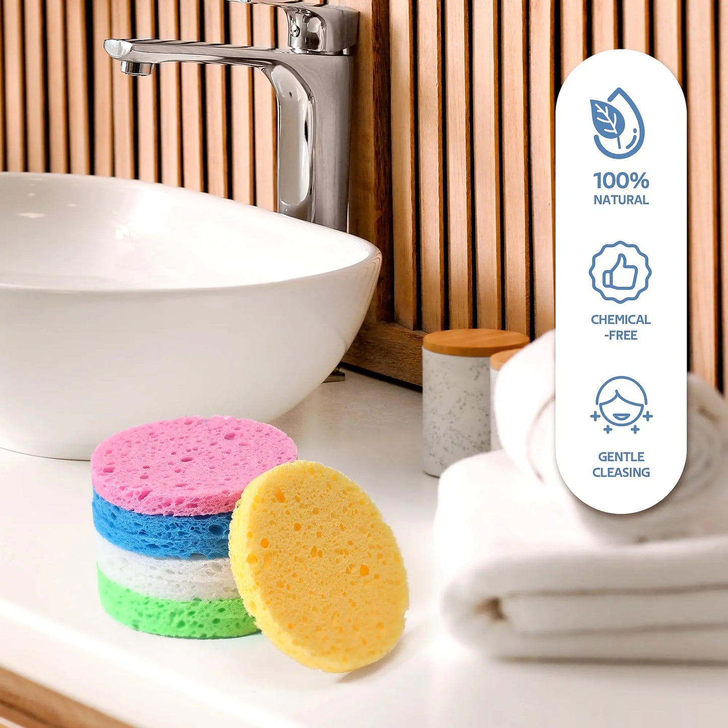50-Colored Natural Compressed Facial Sponges, for Facial Cleansing, Reusable & Eco-Friendly, 50 PCS 50 Count (Pack of 1) Multicolor