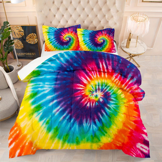 Mushroom House Bedding Three-Piece Set - Cozy Home Textile with Whimsical Design for Charming Bedrooms
