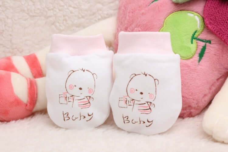 "Cartoon anti-scratch face gloves for babies, designed to protect delicate skin from scratches while adding a playful touch."