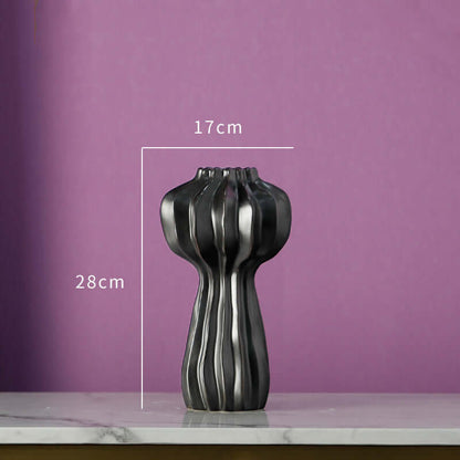 Modern Light Luxury Minimalist Round White Ceramic Vase - Creative Decoration for Living Room Dried Flowers and Flower Arrangements, Elegant Home Ornamen