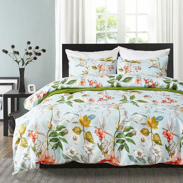Mushroom House Bedding Three-Piece Set - Cozy Home Textile with Whimsical Design for Stylish Bedrooms"