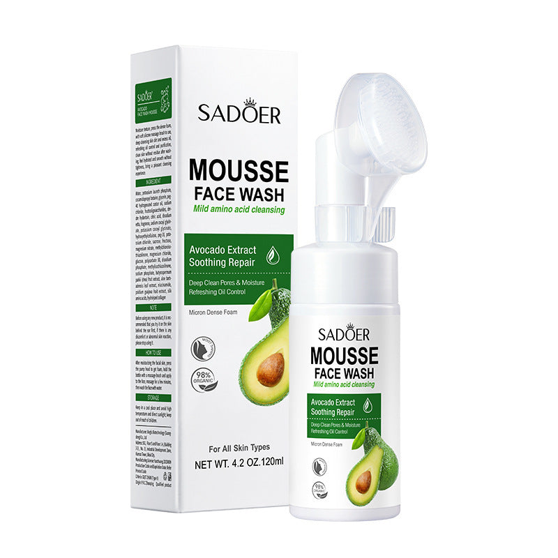 Hyaluronic Acid Amino Cleansing Mousse with Avocado Extract, 120ml, soothing facial cleanser for all skin types.