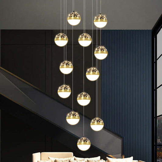 "Nordic Luxury Villa Duplex Staircase Chandelier - Elegant Lighting Fixture for Upscale Homes