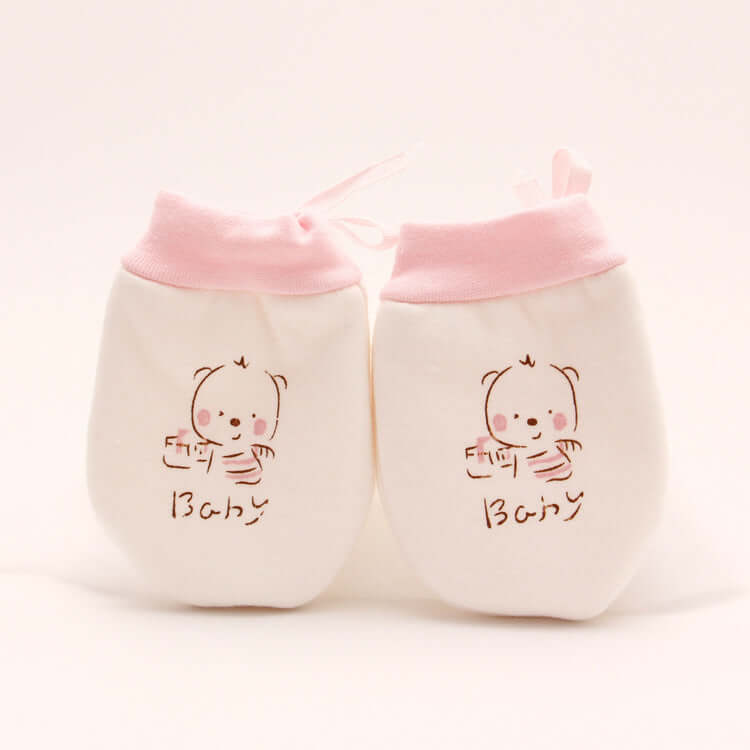 "Cartoon anti-scratch face gloves for babies, designed to protect delicate skin from scratches while adding a playful touch."