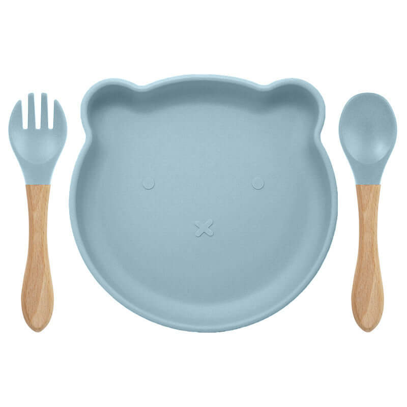 "Bear Silicone Tableware Set with Food Supplement Spork for Babies"