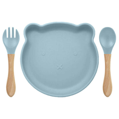 "Bear Silicone Tableware Set with Food Supplement Spork for Babies"