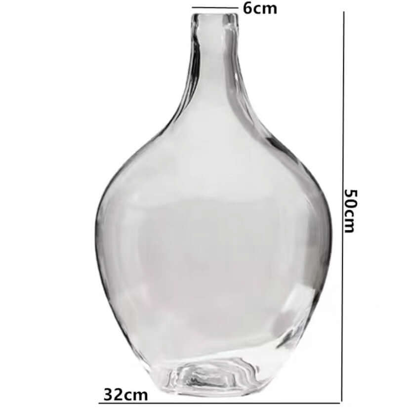 Big glass vase with dried flowers in Nordic Ins style for living room decor"