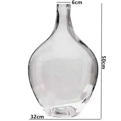 Big glass vase with dried flowers in Nordic Ins style for living room decor"
