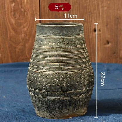 "Vintage Earthenware Vase - Florist Tile Jar for Dried Flower Arrangements, Unique Pot for Home Décor"