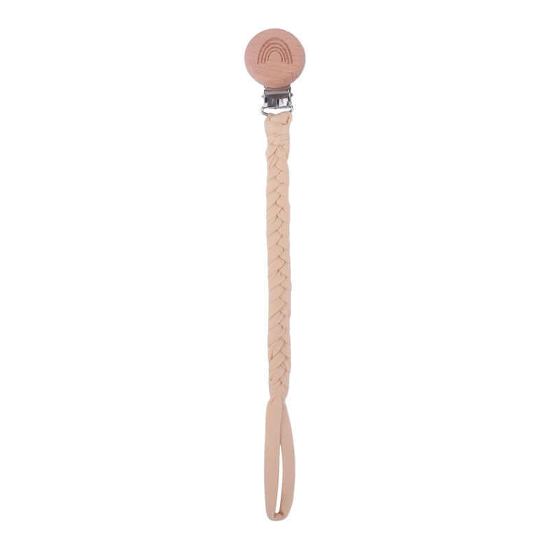 "Rainbow Beech Wood Pacifier Clip - Safe and Stylish Baby Product"