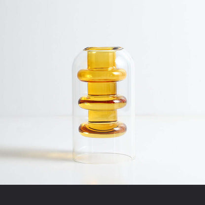 Nordic Ins Style Colourful Glass Vase - Transparent Home Decoration Accessory for Living Room and Dining Table, Ideal for Dried Flowers and Hydroponic Arrangements