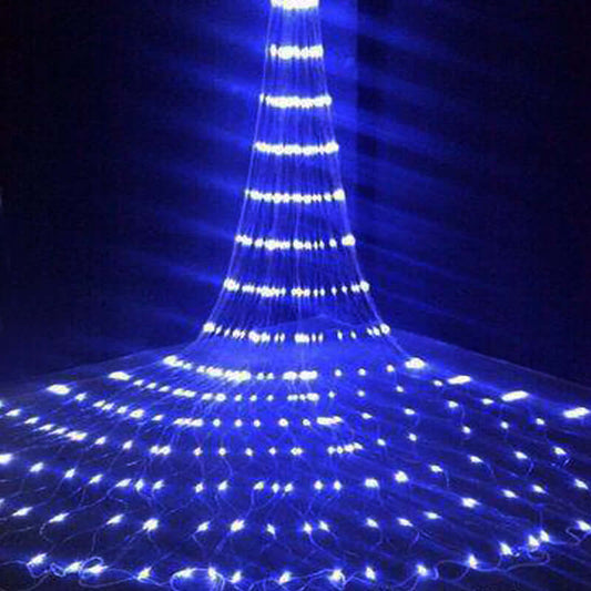 "Outdoor Background Setup with Net Lights and Water String Lights – Festive Illumination for Gardens and Patios"