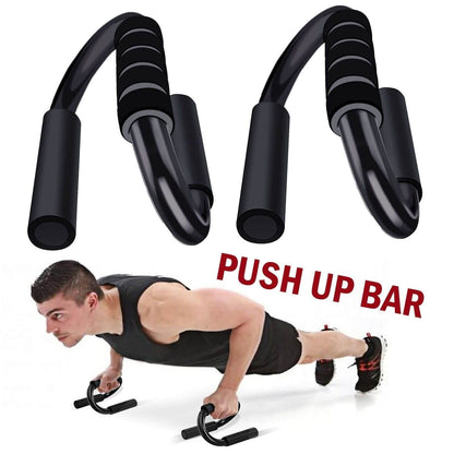 Push-up bar with S-shaped, non-slip grips for secure, effective strength workouts; ideal for home gym exercise and enhancing push-up performance