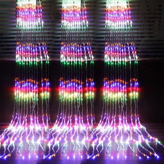 "Outdoor Background Setup with Net Lights and Water String Lights – Festive Illumination for Gardens and Patios"