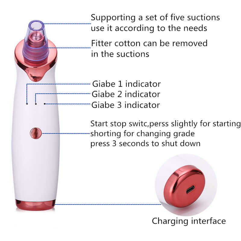 "Blackhead Remover Tool - Acne Vacuum Suction for Pore Cleaning and Black Dot Removal, Face Cleanser for Beauty Skin Care"