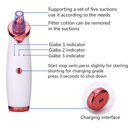 "Blackhead Remover Tool - Acne Vacuum Suction for Pore Cleaning and Black Dot Removal, Face Cleanser for Beauty Skin Care"
