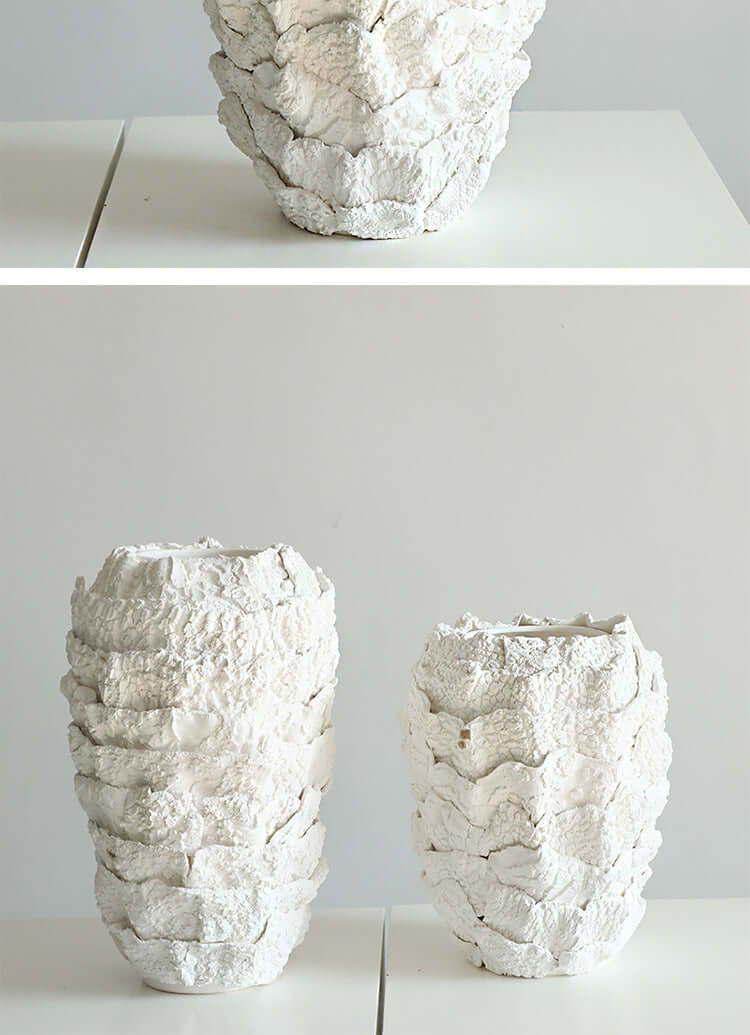 Creative white ceramic vase for modern dining table decoration, ideal for dried flowers and floral arrangements”