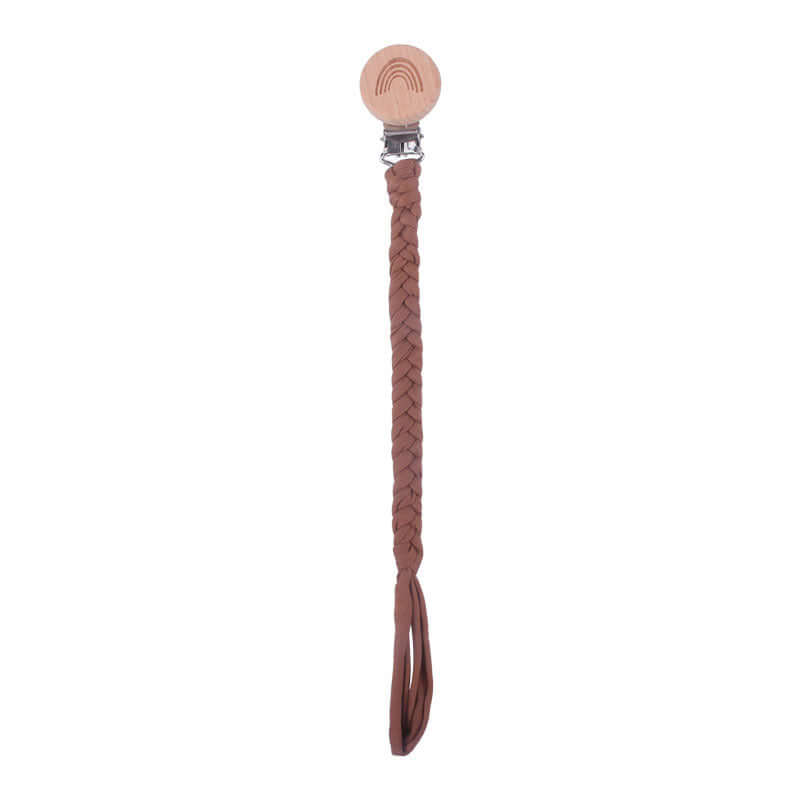 "Rainbow Beech Wood Pacifier Clip - Safe and Stylish Baby Product"