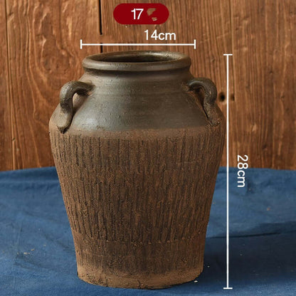 "Vintage Earthenware Vase - Florist Tile Jar for Dried Flower Arrangements, Unique Pot for Home Décor"