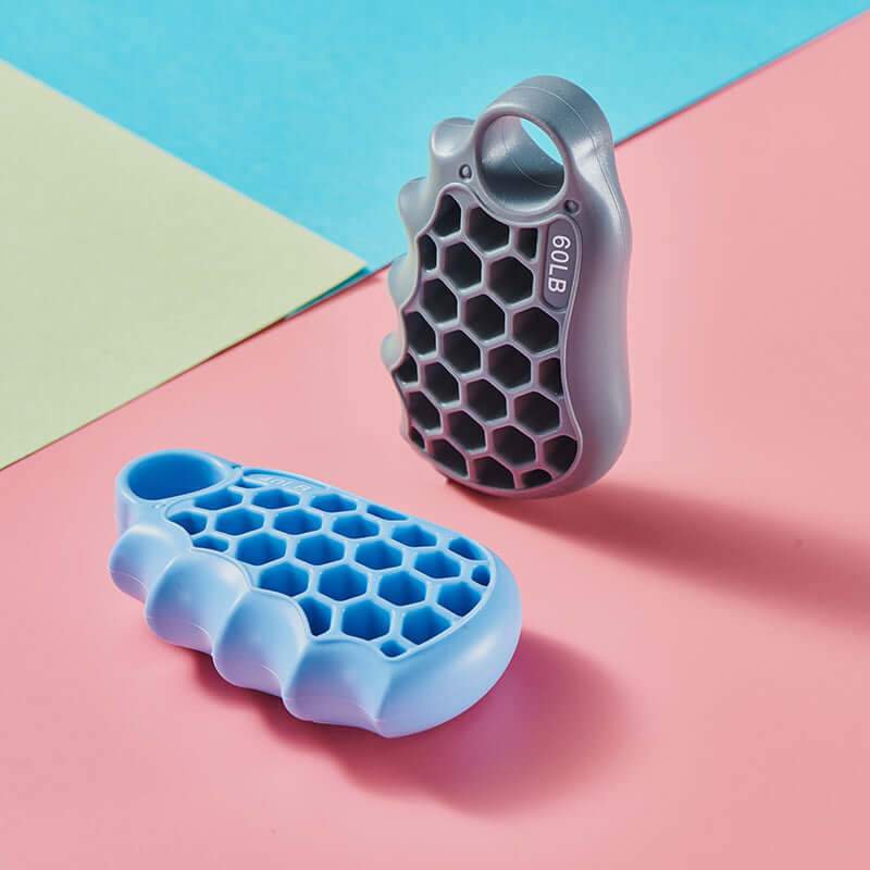 Sky Blue and Grey Honeycomb Grip Fitness Exercise Silicone Equipment for hand strength training.