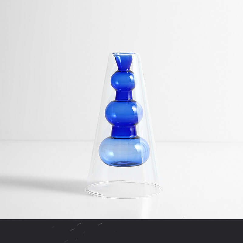 Nordic Ins Style Colourful Glass Vase - Transparent Home Decoration Accessory for Living Room and Dining Table, Ideal for Dried Flowers and Hydroponic Arrangements